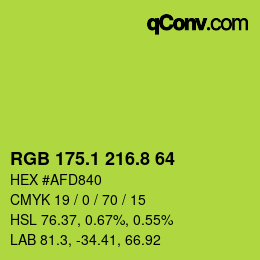 カラーコード: RGB 175.1 216.8 64 | qconv.com