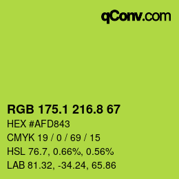 カラーコード: RGB 175.1 216.8 67 | qconv.com