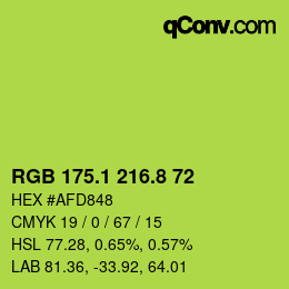 カラーコード: RGB 175.1 216.8 72 | qconv.com