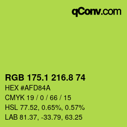 カラーコード: RGB 175.1 216.8 74 | qconv.com
