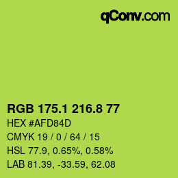 カラーコード: RGB 175.1 216.8 77 | qconv.com