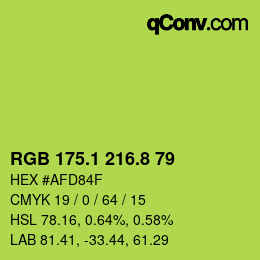 カラーコード: RGB 175.1 216.8 79 | qconv.com