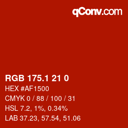 カラーコード: RGB 175.1 21 0 | qconv.com