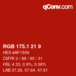 カラーコード: RGB 175.1 21 9 | qconv.com