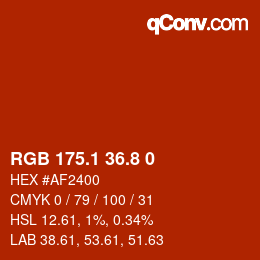 Color code: RGB 175.1 36.8 0 | qconv.com