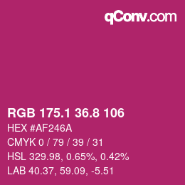 カラーコード: RGB 175.1 36.8 106 | qconv.com
