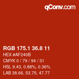 カラーコード: RGB 175.1 36.8 11 | qconv.com
