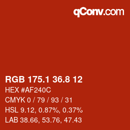 カラーコード: RGB 175.1 36.8 12 | qconv.com