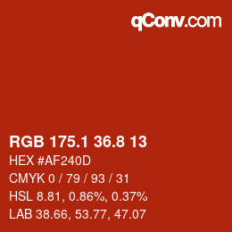 Color code: RGB 175.1 36.8 13 | qconv.com