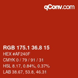 カラーコード: RGB 175.1 36.8 15 | qconv.com