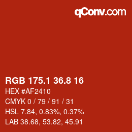 カラーコード: RGB 175.1 36.8 16 | qconv.com