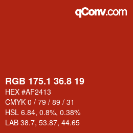 カラーコード: RGB 175.1 36.8 19 | qconv.com