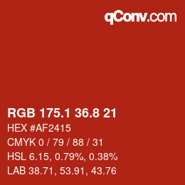 カラーコード: RGB 175.1 36.8 21 | qconv.com