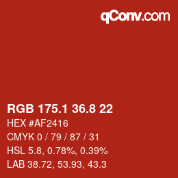 カラーコード: RGB 175.1 36.8 22 | qconv.com