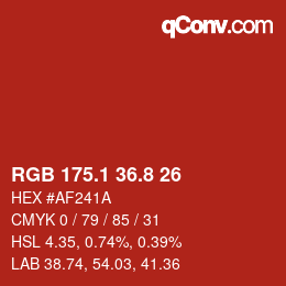 カラーコード: RGB 175.1 36.8 26 | qconv.com
