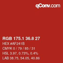 カラーコード: RGB 175.1 36.8 27 | qconv.com