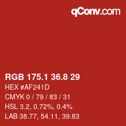 カラーコード: RGB 175.1 36.8 29 | qconv.com