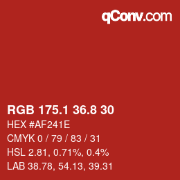 カラーコード: RGB 175.1 36.8 30 | qconv.com