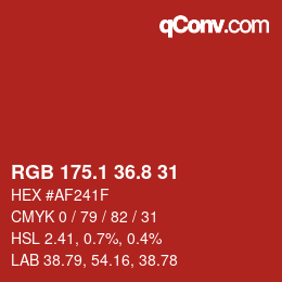 カラーコード: RGB 175.1 36.8 31 | qconv.com