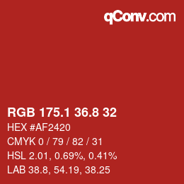 カラーコード: RGB 175.1 36.8 32 | qconv.com