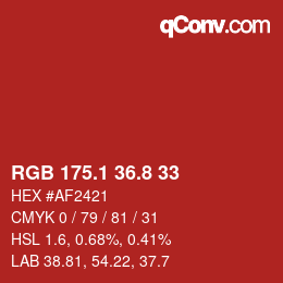 Color code: RGB 175.1 36.8 33 | qconv.com