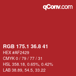 カラーコード: RGB 175.1 36.8 41 | qconv.com