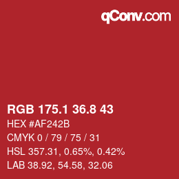 カラーコード: RGB 175.1 36.8 43 | qconv.com