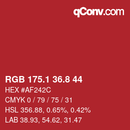 カラーコード: RGB 175.1 36.8 44 | qconv.com