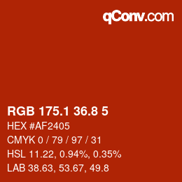 Color code: RGB 175.1 36.8 5 | qconv.com