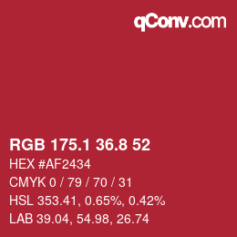 カラーコード: RGB 175.1 36.8 52 | qconv.com