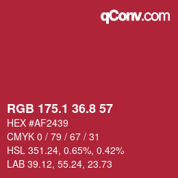 カラーコード: RGB 175.1 36.8 57 | qconv.com