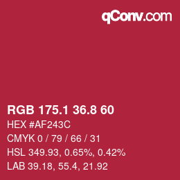 カラーコード: RGB 175.1 36.8 60 | qconv.com