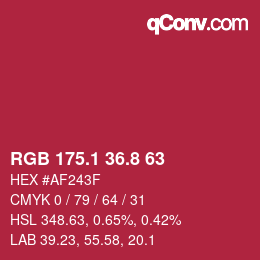 カラーコード: RGB 175.1 36.8 63 | qconv.com
