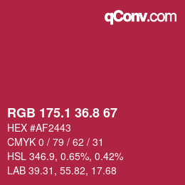 カラーコード: RGB 175.1 36.8 67 | qconv.com
