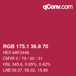 カラーコード: RGB 175.1 36.8 70 | qconv.com