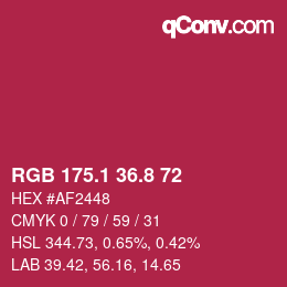 カラーコード: RGB 175.1 36.8 72 | qconv.com