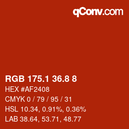 Color code: RGB 175.1 36.8 8 | qconv.com