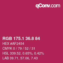 カラーコード: RGB 175.1 36.8 84 | qconv.com