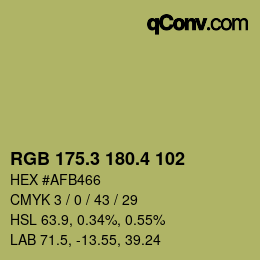 カラーコード: RGB 175.3 180.4 102 | qconv.com