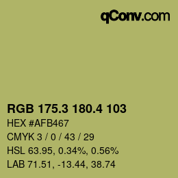 カラーコード: RGB 175.3 180.4 103 | qconv.com
