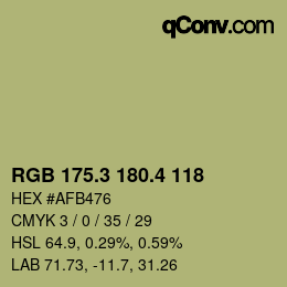 カラーコード: RGB 175.3 180.4 118 | qconv.com
