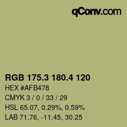カラーコード: RGB 175.3 180.4 120 | qconv.com
