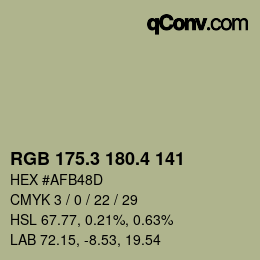 カラーコード: RGB 175.3 180.4 141 | qconv.com