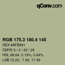 カラーコード: RGB 175.3 180.4 145 | qconv.com