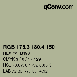 カラーコード: RGB 175.3 180.4 150 | qconv.com
