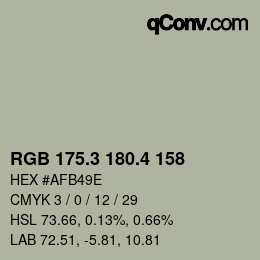 カラーコード: RGB 175.3 180.4 158 | qconv.com