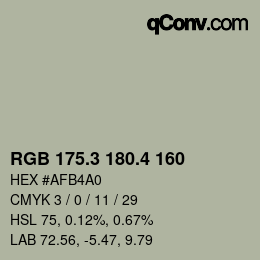 カラーコード: RGB 175.3 180.4 160 | qconv.com