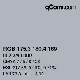 カラーコード: RGB 175.3 180.4 189 | qconv.com