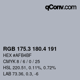 カラーコード: RGB 175.3 180.4 191 | qconv.com