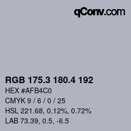 カラーコード: RGB 175.3 180.4 192 | qconv.com